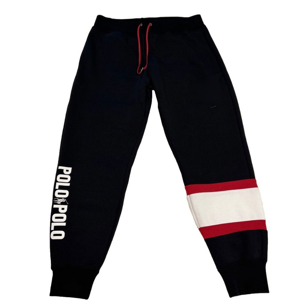 Polo Ralph Lauren Black Multi Double Knit Jogger Sweatpants